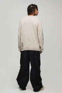 Pull tricoté boxy gothique délavé