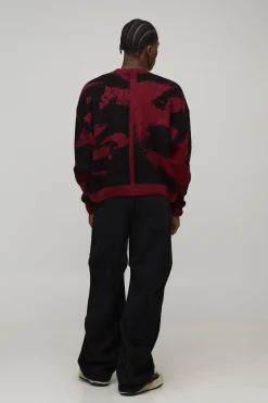 Pull tricoté brossé surdimensionné, au style gothique graphique et à coupe carrée