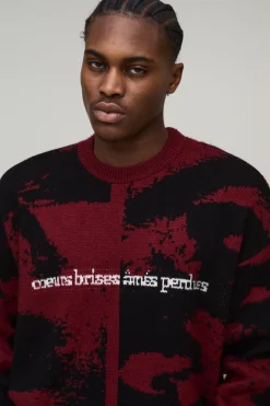 Pull tricoté brossé surdimensionné, au style gothique graphique et à coupe carrée