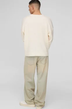 Pull tricoté brossé, surdimensionné et au style carré