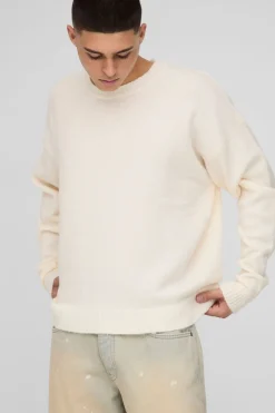Pull tricoté brossé, surdimensionné et au style carré