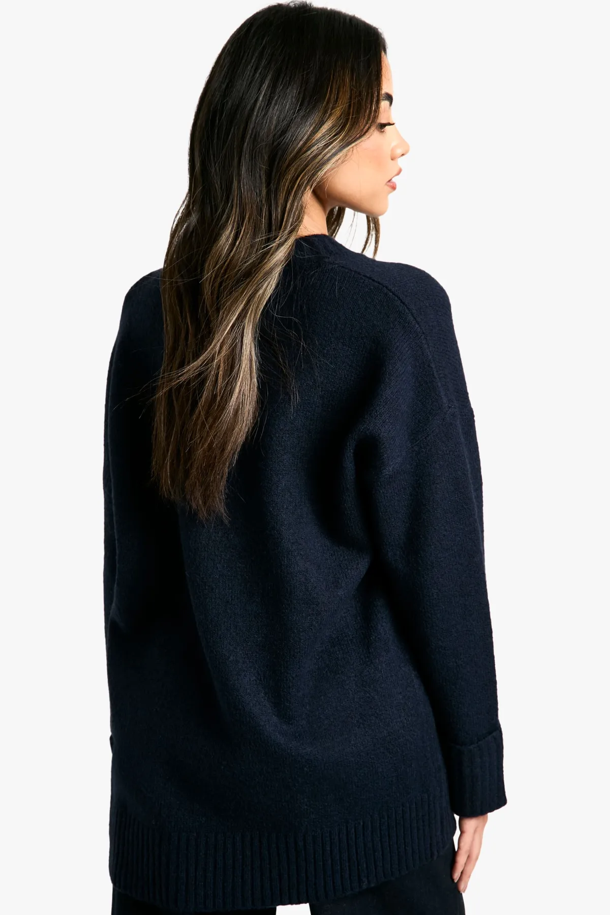 boohoo Pull tricoté à col en V oversize décontracté<Femme Pulls Et Gilets|Toutes Les Mailles