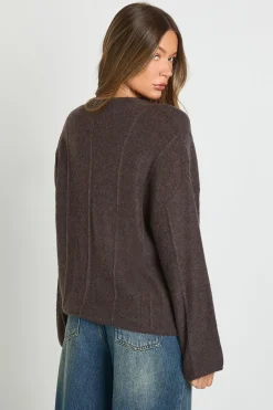 boohoo Pull tricoté à col montant avec détail de couture<Femme Looks Chocolat|Pulls Et Gilets