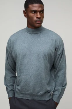 boohooMAN Pull tricoté à col montant décontracté<Homme Maille|Mailles