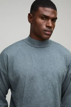 boohooMAN Pull tricoté à col montant décontracté<Homme Maille|Mailles