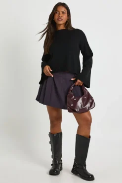 boohoo Pull tricoté à col rond à manches évasées<Femme Pulls Et Gilets|Toutes Les Mailles