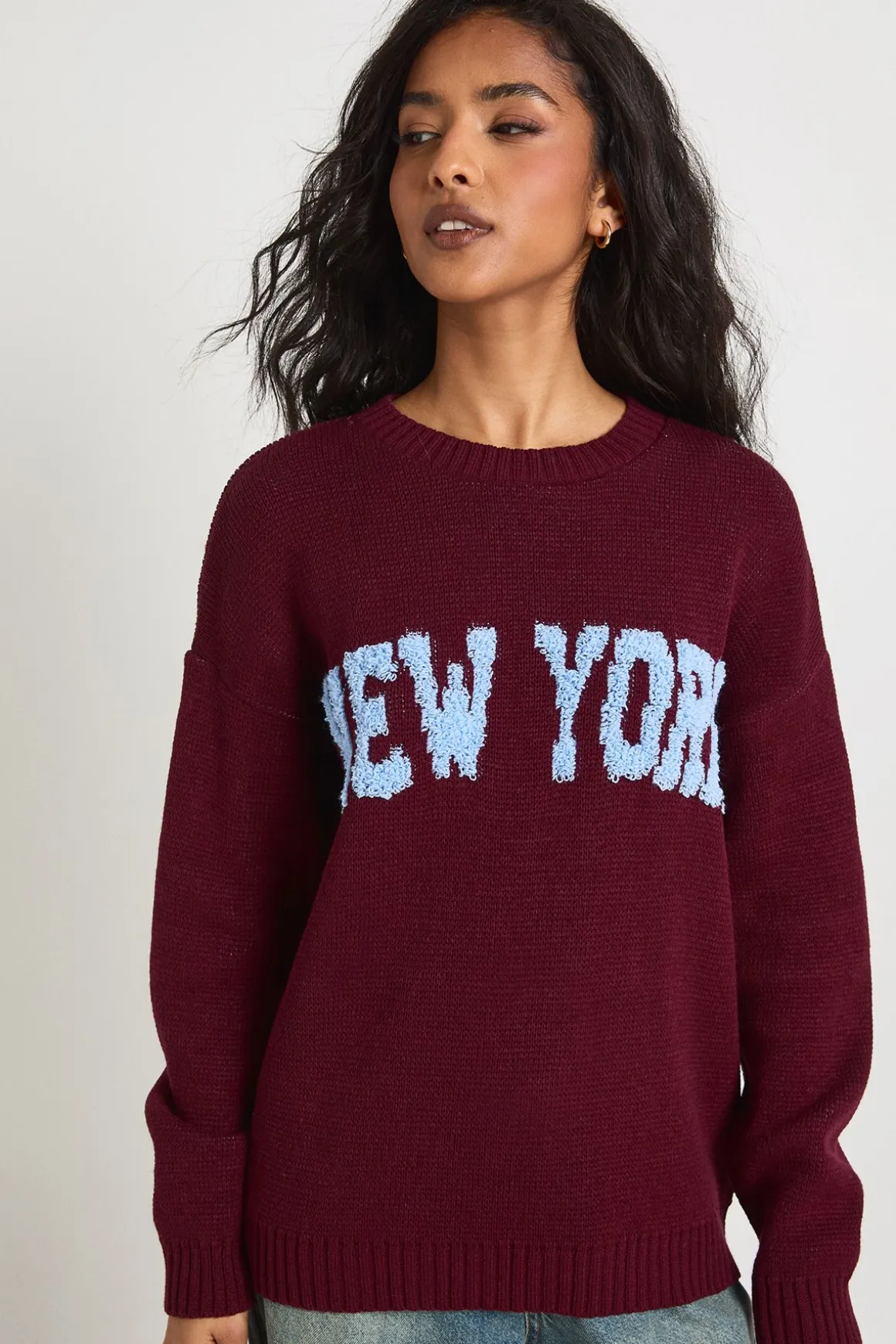 Pull tricoté à col rond New York