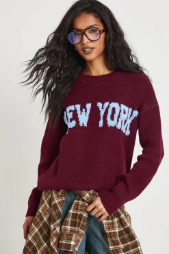 Pull tricoté à col rond New York