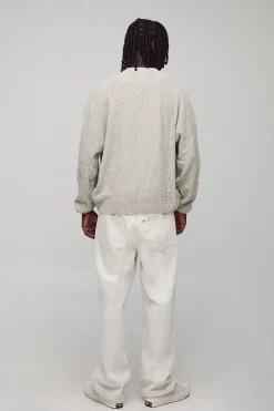 boohooMAN Pull tricoté à col rond surdimensionné à coupe carrée<Homme Maille|Mailles