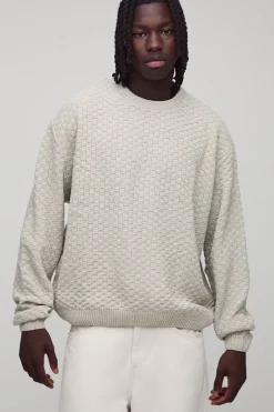 boohooMAN Pull tricoté à col rond surdimensionné à coupe carrée<Homme Maille|Mailles