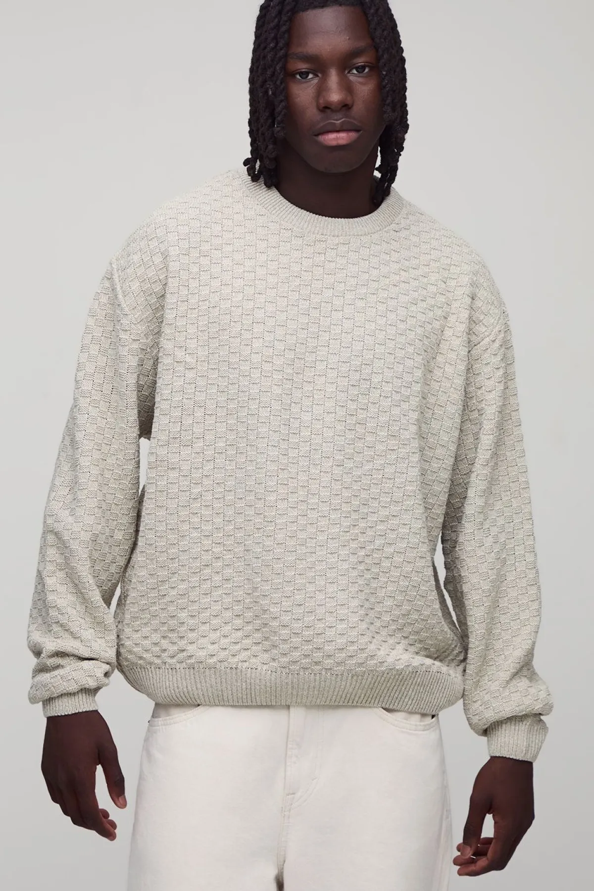 boohooMAN Pull tricoté à col rond surdimensionné à coupe carrée<Homme Maille|Mailles