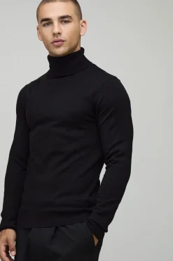 Pull tricoté à col roulé Muscle Fit