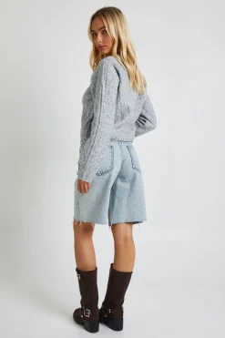 Pull tricoté à coupe boxy avec détails de points diagonaux
