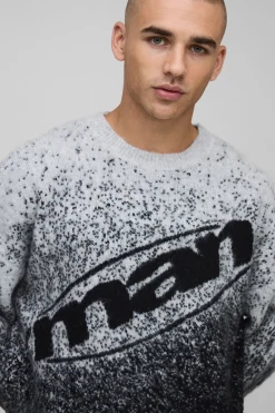 boohooMAN Pull tricoté à coupe boxy, ombré et duveteux<Homme Maille|Mailles