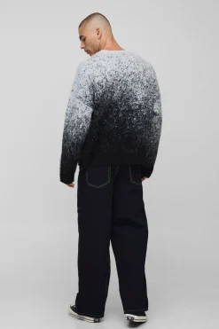 boohooMAN Pull tricoté à coupe boxy, ombré et duveteux<Homme Maille|Mailles