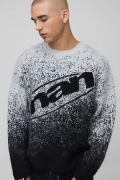 boohooMAN Pull tricoté à coupe boxy, ombré et duveteux<Homme Maille|Mailles