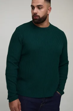boohooMAN Pull tricoté côtelé à coupe régulière Plus Basic<Homme Tout Afficher|Maille