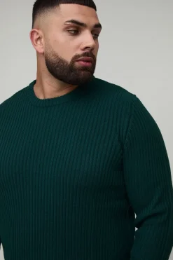 boohooMAN Pull tricoté côtelé à coupe régulière Plus Basic<Homme Tout Afficher|Maille