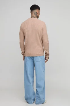 Pull tricoté à côtes Tall Basic, coupe régulière