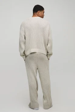 boohooMAN Pull tricoté décontracté à coupe boxy et côtelé pour homme<Homme Maille|Mailles