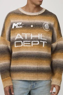 Pull tricoté graphique ATHL oversize à coupe boxy et rayures ombrées