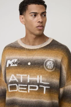 Pull tricoté graphique ATHL oversize à coupe boxy et rayures ombrées