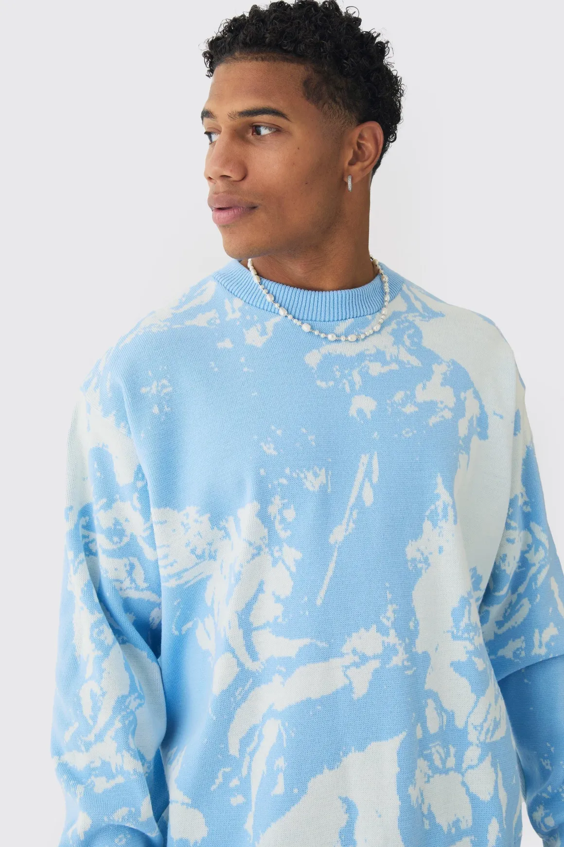 Pull tricoté graphique Renaissance boxy surdimensionné