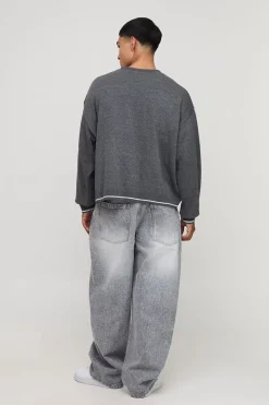 Pull tricoté jacquard oversize à coupe carrée
