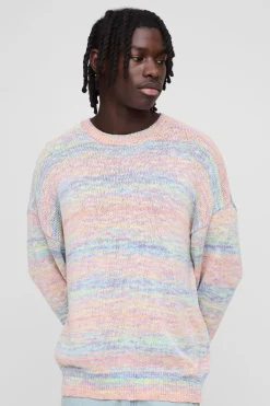 Pull tricoté léger à rayures ombrées démesurées