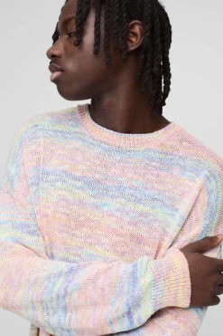 Pull tricoté léger à rayures ombrées démesurées