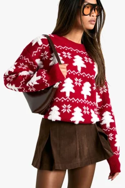 Pull tricoté motif sapin de Noël