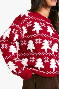 Pull tricoté motif sapin de Noël