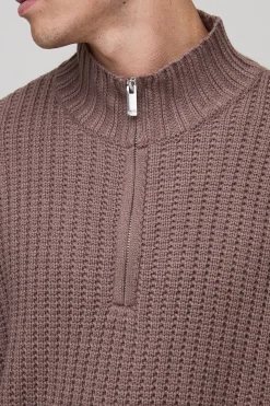 boohooMAN Pull tricoté oversize boxy de style pêcheur à côtes avec col entonnoir<Homme Sweats À Capuche Et Sweatshirts|Sweats À Capuche Et Sweats