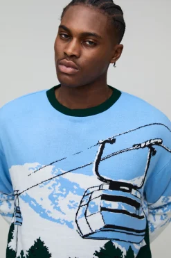 Pull tricoté oversize boxy en jacquard pour le ski