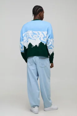 Pull tricoté oversize boxy en jacquard pour le ski