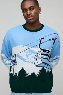Pull tricoté oversize boxy en jacquard pour le ski