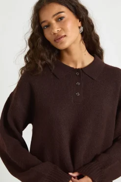 Pull tricoté oversize à col boutonné