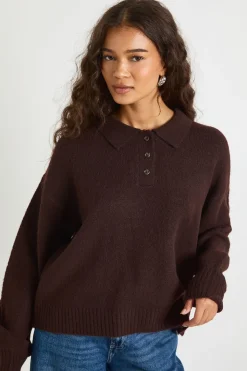 Pull tricoté oversize à col boutonné