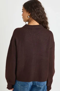 Pull tricoté oversize à col boutonné