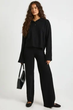 boohoo Pull tricoté oversize à col boutonné et pantalon droit coordonné<Femme Pulls Et Gilets|Toutes Les Mailles