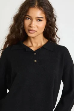boohoo Pull tricoté oversize à col boutonné et pantalon droit coordonné<Femme Pulls Et Gilets|Toutes Les Mailles