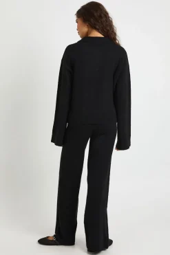 boohoo Pull tricoté oversize à col boutonné et pantalon droit coordonné<Femme Pulls Et Gilets|Toutes Les Mailles