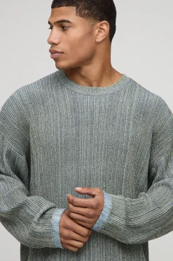 Pull tricoté oversize, à la coupe carrée, côtelé en fil mixte
