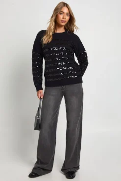 boohoo Pull tricoté oversize à rayures de sequins<Femme Pulls Et Gilets|Toutes Les Mailles