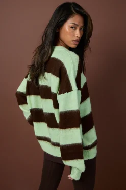 boohoo Pull tricoté oversize à rayures brossées<Femme Pulls Et Gilets|Toutes Les Mailles