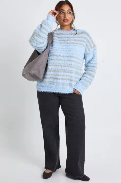 boohoo Pull tricoté oversize à rayures extra duveteux<Femme Pulls Oversize|Pulls Et Gilets