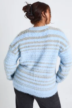 boohoo Pull tricoté oversize à rayures extra duveteux<Femme Pulls Oversize|Pulls Et Gilets