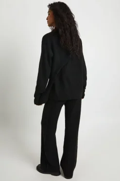 Pull tricoté oversize super doux, pantalon à jambes larges et sac tricoté - Ensemble 3 pièces