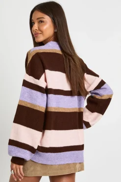 boohoo Pull tricoté oversize à triple bande brossée<Femme Pulls Et Gilets|Toutes Les Mailles