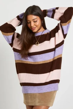 boohoo Pull tricoté oversize à triple bande brossée<Femme Pulls Et Gilets|Toutes Les Mailles